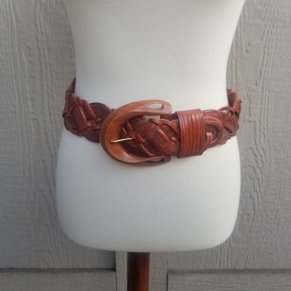 Wooden Buckle Braided Belt Made in Taiwan